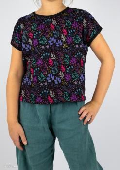 Preview: Viskose Wildflowers  Blüten auf Schwarz von Emjo-Design  by Swafing